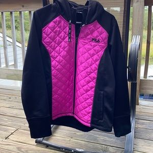 Never worn large black and pink Fila mixed media jacket